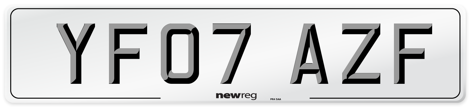 YF07 AZF Number Plate from New Reg